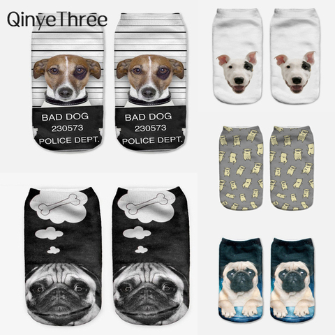 Chaussettes imprimées en 3D pour femmes, en coton, Animal, Art, bonneterie, chien, carlin, vie, nouvelle collection, 2022 ► Photo 1/6