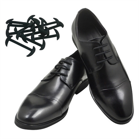 12 pièces/ensemble 3 taille hommes femmes chaussures en cuir en caoutchouc Silicone lacets pour chaussures paresseux pas de cravate lacets élastique blanc noir marron ► Photo 1/6