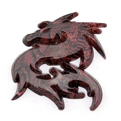 Badge Dragon rouge 3D chromé en plastique, emblème de coffre, Logo autocollant moteur, décalcomanie ► Photo 1/4