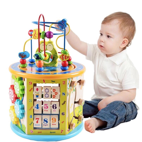 8 en 1 bébé occupé conseil Montessori jouet pour enfants éducation précoce en bois Cube Center jouets cognitifs couleur enfants développer cadeau ► Photo 1/6