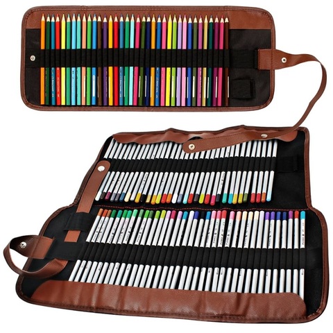 Sac à crayons en toile à 36/48/72 fentes, pochette pliable pour stylos marqueurs à brosse, papeterie de bureau école voyage étudiant A6573 ► Photo 1/1