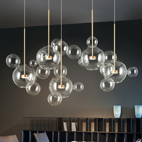 Moderne Mickey pendentif Led lumières en verre dépoli boule suspension lampe salle à manger Luminaires salon cuisine décor lampe suspendue ► Photo 1/6