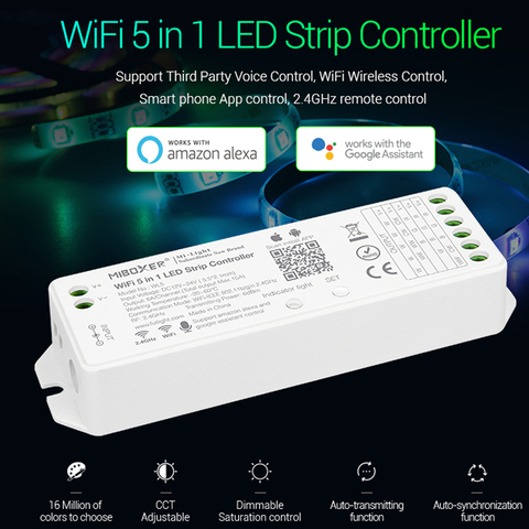 Miboxer-contrôleur 5 en 1 WL5, WiFi LED G, 15a YL5, mise à niveau de la bande d'intensité, pour couleur unique, CCT, RGB, RGBW, RGB + CCT 2.4 ► Photo 1/4