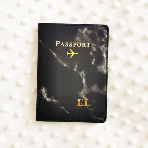 Nom personnalisé en marbre passeport couverture femmes PU cuir personnalisé passeport couverture avec nom passeport titulaire ► Photo 1/6