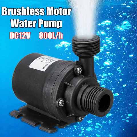 Pompe à eau Submersible Ultra-silencieuse de moteur sans brosse portatif de cc 12V/24V 5M 800L/H pour le réchauffeur de fontaines de système de refroidissement ► Photo 1/6