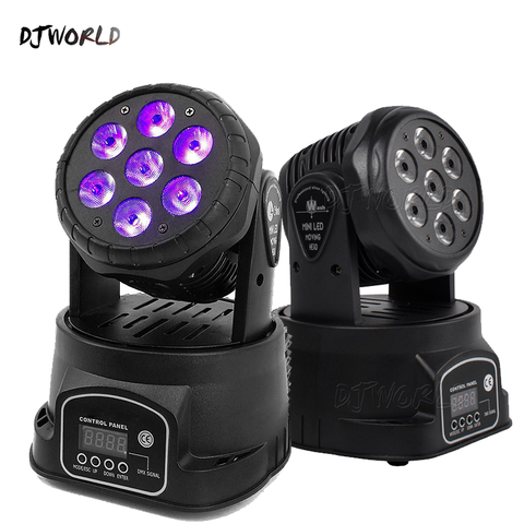 Djworld – lumière de scène professionnelle à tête mobile 7x18w RGBWA + UV 6 en 1 DMX pour DJ, fête, Concert ► Photo 1/6