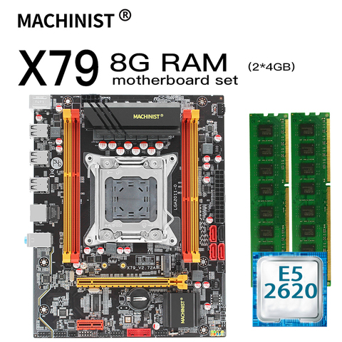 Carte mère X79 pour ordinateur de bureau, kit de composants comprenant un processeur Intel xeon E5 2011 et une carte mère 8 go (2x4 go) de RAM DDR3, LGA 2620, V2.72A ► Photo 1/6