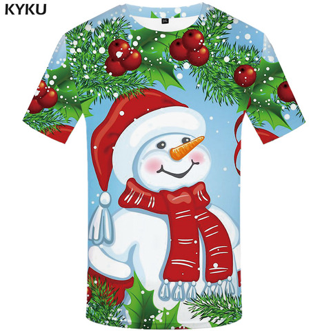 KYKU-T-shirt de noël pour homme, vêtement de bonhomme de neige imprimé, de fête, avec imprimé, décontracté, avec Anime ► Photo 1/6