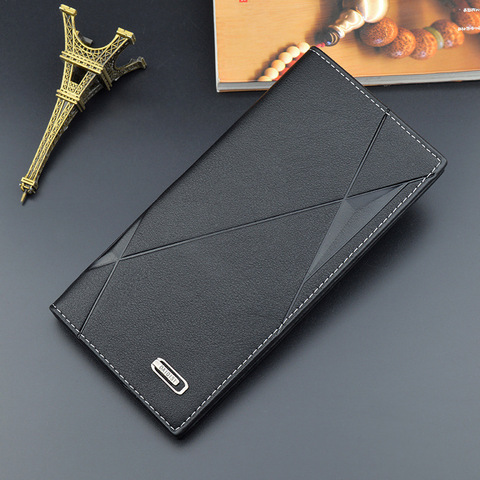 Nouveaux portefeuilles en cuir PU pour hommes, porte-cartes minces pliables de haute qualité, Long porte-monnaie Portable multi-cartes, sac d'argent ► Photo 1/6