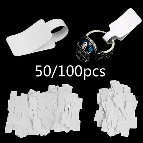 En gros 50/100 pièces blanc blanc étiquette de prix carré têtes rondes papier étiquettes autocollant pour anneau collier Bracelet bijoux affichage ► Photo 1/6