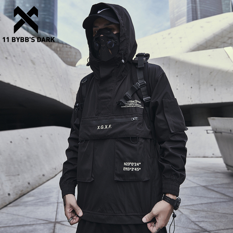 11 BYBB'S DARK – Veste cargo noire coupe-vent multipoches, manteau style streetwear et Harajuku, fonction tactique, sweat à capuche avec multi-poches ► Photo 1/6