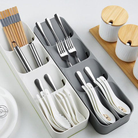 Plateau de rangement pour couverts de cuisine, organisateur porte-couteaux de cuisine, conteneur de cuisine, rangement cuillère fourchette, séparation porte-couteaux ► Photo 1/6