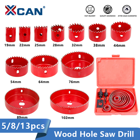 XCAN ensemble de scie cloche 5/8/13 pièces 19-127mm bois métal outils de forage trou noyau Cutter trou scie perceuse ► Photo 1/6