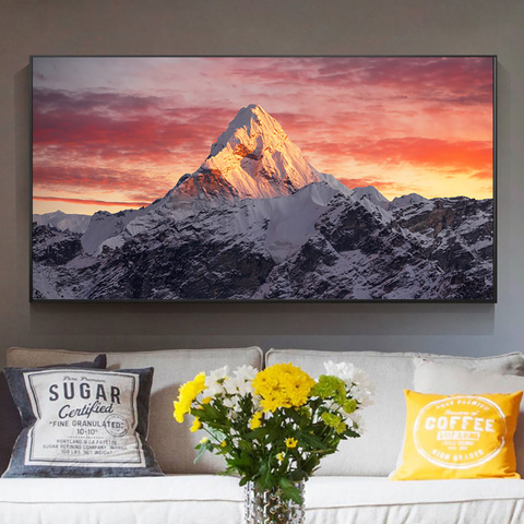 Everest-affiche de montagne avec coucher de soleil, toile imprimée, peinture artistique murale ► Photo 1/6