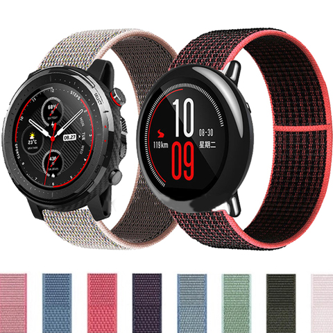 Bracelet en Nylon tissé pour montre connectée Xiaomi Amazfit Pace Stratos 3 2/2S, 22MM, 47MM 2E ► Photo 1/4