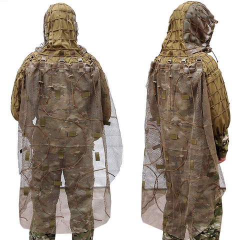 Costume tactique de Sniper de l'armée, accessoire de tir en plein air, entraînement sur le terrain, accessoire pour la chasse et l'observation des oiseaux, cape camouflage amovible ► Photo 1/6