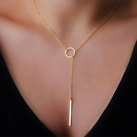 Collier avec chaîne à 3 couches, couleur or, Triangle, pendentif Long, pour femmes, livraison gratuite ► Photo 1/6