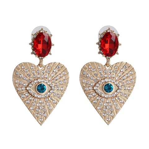 Juran-boucles d'oreilles en forme de cœur, couleur or, élégantes, exagérées pour femmes, tendance, strass, à la mode, nouvelle collection 2022 ► Photo 1/6