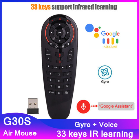 G30S voix Air souris 33 touches IR apprentissage 2.4G télécommande sans fil voix intelligente pour android tv box X96Q jeu PC PK G10S G50S ► Photo 1/6