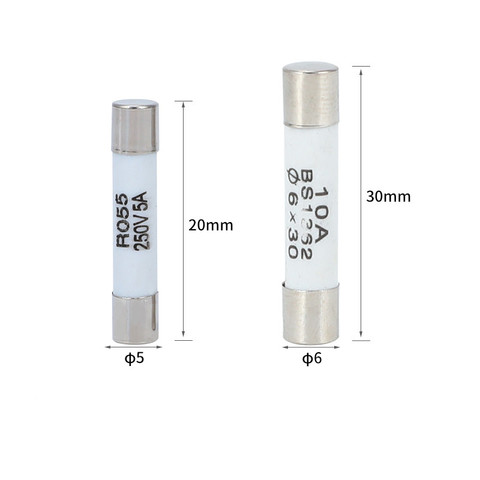 Fusibles pour Tube à soufflage rapide, 5x20mm 6x30mm, 250V 0.5 1 2 3 4 5 6 8 10 15 20 25 30 A, vente en lot de 10 pièces fusible en céramique ► Photo 1/6