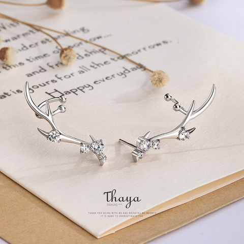 Thaya argent 925 bijoux diamant-clouté Zircon boucles d'oreilles cerf couronne Style boucle d'oreille pour les femmes fiançailles Fine bijoux ► Photo 1/6