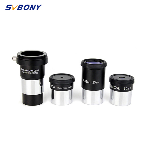 Svtony-oculaire Plossl de 1.25 pouces, Kit d'accessoires, oculaires, 4/10/25mm, multi-revêtement + 2x lentilles Barlow pour télescope astronomique monoculaire W2757 ► Photo 1/5