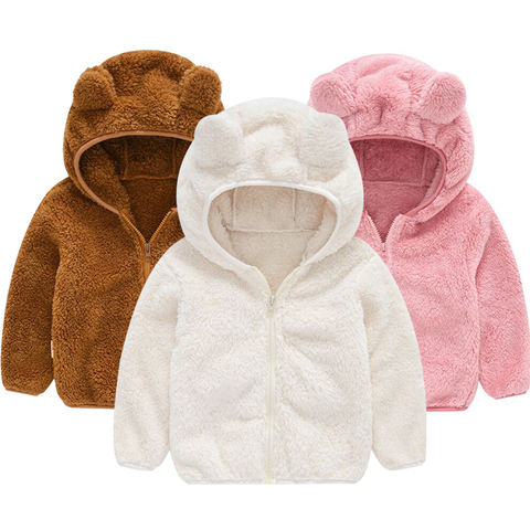 Automne et hiver manteau en laine polaire vêtements pour enfants garçon fille tisserands oreilles d'ours Adorable sweat à capuche robuste bébé poilu manteau à glissière ► Photo 1/6