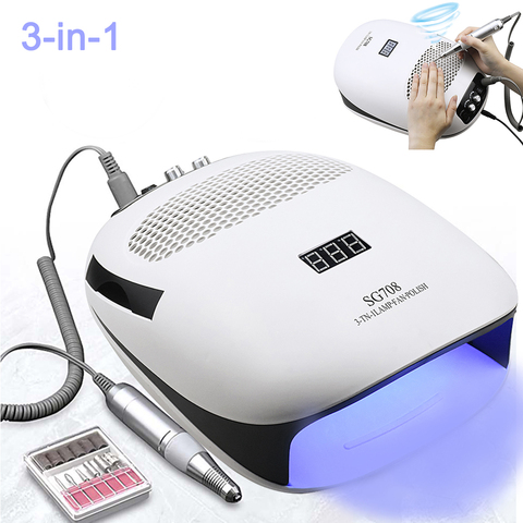 140W 3-in-1multifonction aspirateur à ongles et perceuse à ongles électrique et lampe à UV LED Machine à manucure pour outil de Salon de manucure ► Photo 1/6