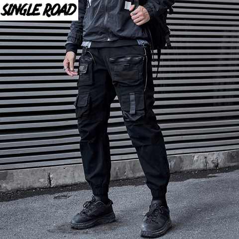 SingleRoad – pantalon Cargo Baggy noir pour homme, jogging, Style coréen, Hip Hop, japonais, Streetwear, à la mode, 2022 ► Photo 1/6