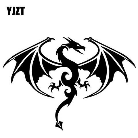 YJZT – autocollant de voiture en vinyle, 17.6x12.3CM, Animal mythologie Dragon, noir/argent, décoration pour coffre de voiture, C4-2369 ► Photo 1/6