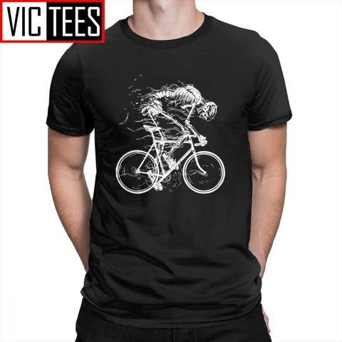 T-Shirt manches courtes col rond étonnant et Vintage, 100% coton, Cycle, Ride Like Hell, squelette, crâne et vélo ► Photo 1/6