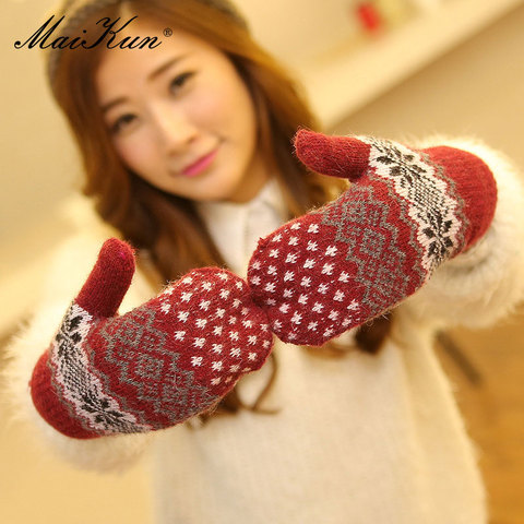 Maikun nouveau automne et Wnter gants dames Double couche Plus velours épais chaud tricoté sac doigt gants ► Photo 1/6