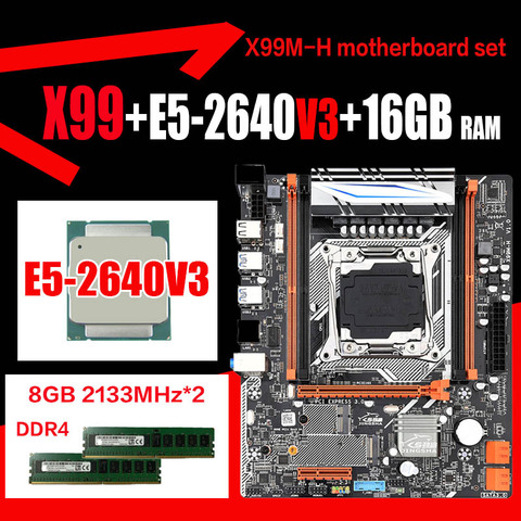 Carte mère X99 DDR4 DIMM avec processeur Xeon e5-v3 2640, 2x8 go (16 go) de RAM PC4 REG ECC, LGA2011-3 MHz ► Photo 1/5