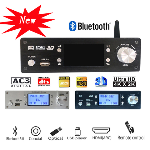 Professionnel 5.1 canaux audio décodeur USB U disque sans perte musique lecture Bluetooth 5.0 fibre coaxiale audio décodage 6 CH sortie ► Photo 1/6