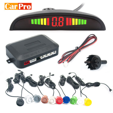 Capteur de stationnement automatique CarPro Kit Parktronic affichage de LED Radar de stationnement automatique avec 4 capteurs système de détecteur de moniteur de sauvegarde inverse ► Photo 1/5