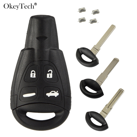 OkeyTech 4 bouton coquille de clé de voiture à distance pour SAAB 93 95 9-3 9-5 WF 2003-2007 accessoires de clé automatique avec des mouvements de lame non coupés ► Photo 1/6