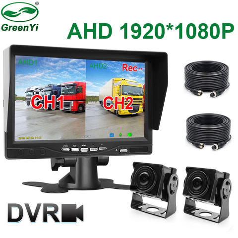 Moniteur DVR AHD avec écran IPS de 7 pouces, 2 canaux, 1920x1080P, pour caméra de recul avant et arrière, camion et Bus ► Photo 1/6