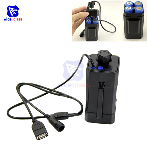 Diymore 4X18650 boîtier de batterie 8.4V Rechargeable 18650 batterie Pack étanche maison couverture avec Interface cc/USB pour vélo lumière ► Photo 1/6