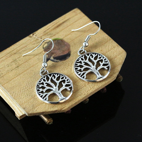 Nouvelle vie arbre boucles d'oreilles pour les femmes évider plante ronde boucle d'oreille fille bijoux mode Pendientes ► Photo 1/6