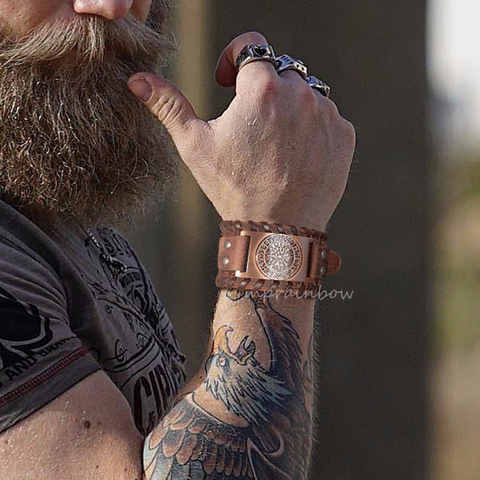 BRACELET boussole en cuir pour hommes VIKING JWLELRY ► Photo 1/6