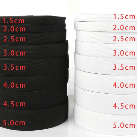 Bande élastique large blanc noir, largeur 15mm-60mm, pour la couture, plat, haut, ruban en caoutchouc, ceinture, vêtements, accessoires ► Photo 1/6