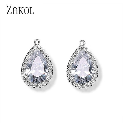 ZAKOL-boucles d'oreilles en zircone cubique à goutte d'eau, accessoires de mariage en cristal pour femmes, FSEP091A, tendance, bijoux à bricoler soi-même ► Photo 1/6