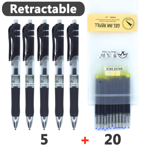 Stylos à Gel rétractables noir/rouge/bleu encre stylos à gel colorés pour l'écriture 0.5mm recharges bureau pour fournitures scolaires papeterie ► Photo 1/6