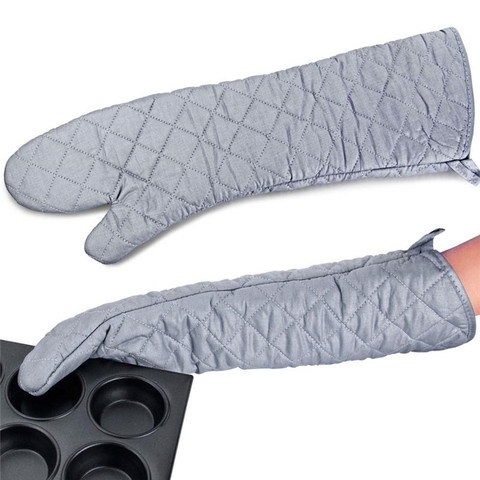 58cm anti-dérapant four à micro-ondes gants créatif longue mitaine cuisine gant pour BBQ résistant à la chaleur coton cuisson Barbecue outils de cuisson ► Photo 1/6