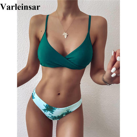 2022 cravate teinture taille moyenne Bikini femme maillot de bain femmes maillots de bain deux pièces Bikini ensemble encre imprimé baigneur maillot de bain nager V2421 ► Photo 1/6