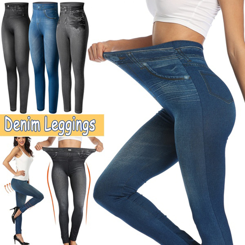 Push Up sans couture taille haute chaud jean Leggings femmes automne et hiver élastique jegging Denim pantalon Leggins Mujer livraison directe ► Photo 1/6