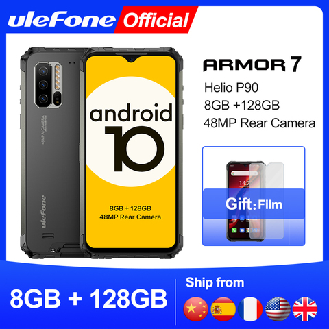 Ulefone Armor 7 IP68 téléphone portable robuste 2.4G/5G WiFi Helio P90 8GB + 128GB Android 9.0 48MP CAM 4G LTE Version mondiale Smartphone ► Photo 1/6