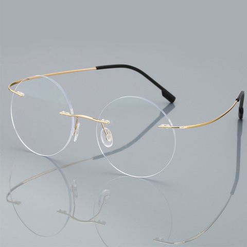 Lunettes de lecture sans bords Anti-bleu pour hommes et femmes, lunettes rondes sans cadre, grossissantes, Prescription pour myopie, presbytie, verre + 1.50 + 2.00 ► Photo 1/5