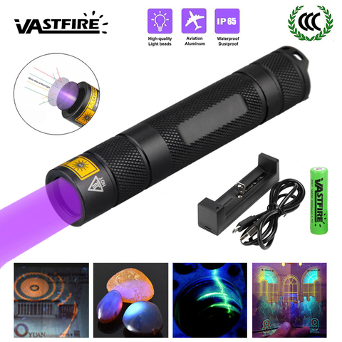 Lampe de poche UV Led, 365nm, ultraviolette, IP65, imperméable, Invisible, torche pour taches d'animaux de compagnie, marqueur de chasse, détecteur de scorpions ► Photo 1/6