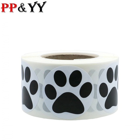 100-500 pièces noir patte impression autocollants chien chat ours patte étiquettes autocollants pour ordinateur portable récompense autocollant papeterie enseignant pour étudiant ► Photo 1/6